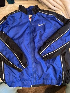 Vintage Nike kids  Royal Blue and Black Windbreaker Jacket Sz XL (14-16)